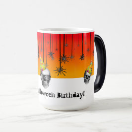 Happy Halloween Birthday Skulls met feestelijke pe Magische Mok