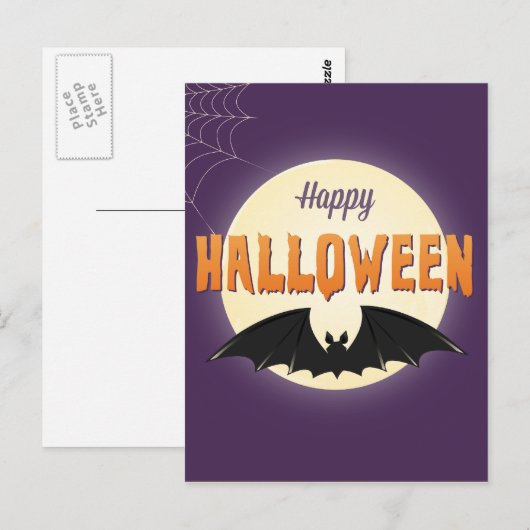 Happy Halloween Black Bat Briefkaart (Voorkant / Achterkant)