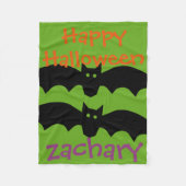 Happy Halloween Black Bats op Green Personalized Fleece Deken (Voorkant)