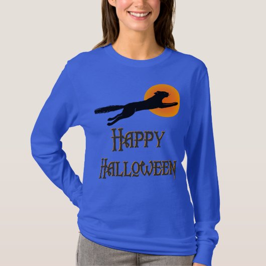 Happy Halloween Black Cat  Art T-shirt (Voorkant)