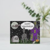 Happy Halloween Black Cat Briefkaart (Staand voorkant)