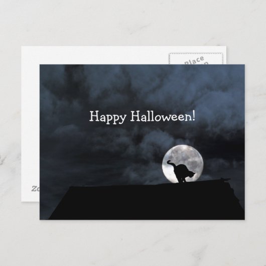 Happy Halloween Black Cat Briefkaart (Voorkant / Achterkant)