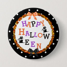 Happy Halloween Black Cat Buttonnen Ronde Button 7,6 Cm