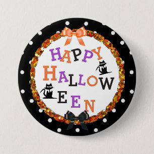 Happy Halloween Black Cat Buttonnen Ronde Button 7,6 Cm