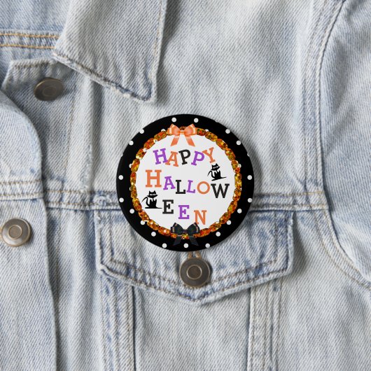 Happy Halloween Black Cat Buttonnen Ronde Button 7,6 Cm (In situ)