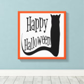 "HAPPY HALLOWEEN" BLACK CAT CANVAS AFDRUK (Insitu (Houten vloer))