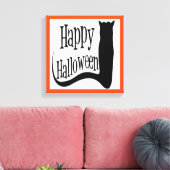 "HAPPY HALLOWEEN" BLACK CAT CANVAS AFDRUK (Insitu (Woonkamer))