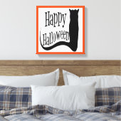 "HAPPY HALLOWEEN" BLACK CAT CANVAS AFDRUK (Insitu (Slaapkamer))