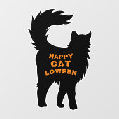 Happy Halloween Black Cat Catloween Raamsticker (Vel)