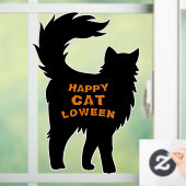 Happy Halloween Black Cat Catloween Raamsticker (Huis)