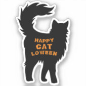 Happy Halloween Black Cat Catloween Tiny Vinyl Sticker (Voorkant)
