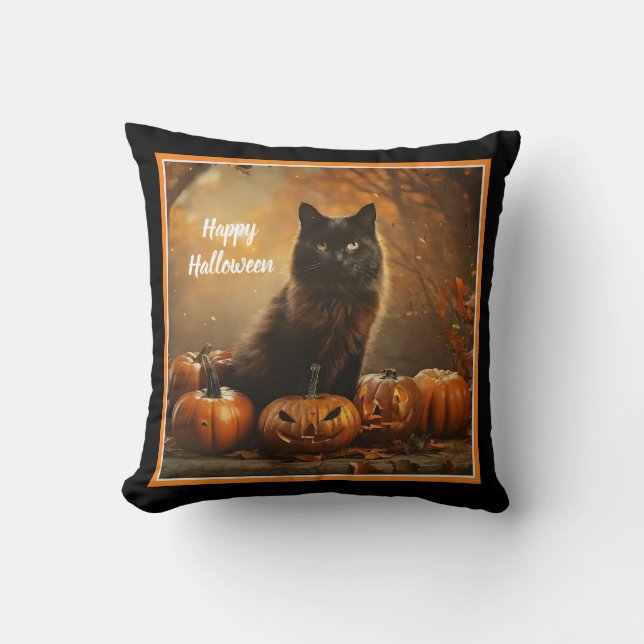 Happy Halloween Black Cat Collectie Kussen (Voorkant)