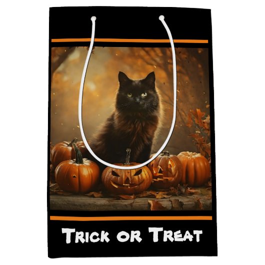 Happy Halloween Black Cat Collectie Medium Cadeauzakje (Voorkant)