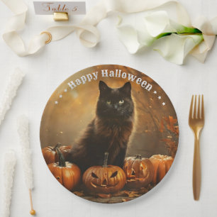 Happy Halloween Black Cat Collectie Papieren Bordje
