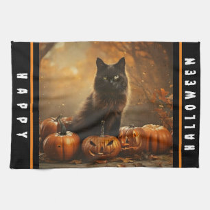 Happy Halloween Black Cat Collectie Theedoek