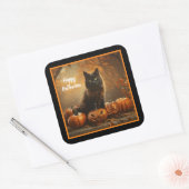 Happy Halloween Black Cat Collectie Vierkante Sticker (Envelop)