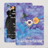 Happy Halloween Black Cat Costume Cocktail Party Kaart (Voorkant / Achterkant)