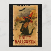 Happy Halloween Black Cat die Fiddle Bats speelt Briefkaart (Voorkant)