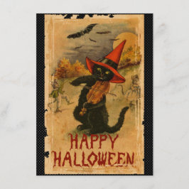 Happy Halloween Black Cat die Fiddle Bats speelt Kaart