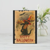 Happy Halloween Black Cat die Fiddle Bats speelt Kaart (Staand voorkant)