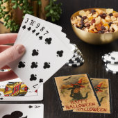 Happy Halloween Black Cat die Fiddle Bats speelt Speelkaarten (Insitu)