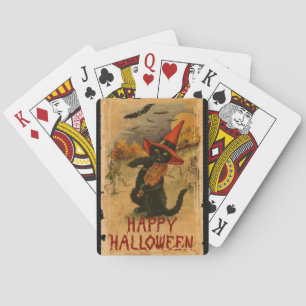 Happy Halloween Black Cat die Fiddle Bats speelt Speelkaarten