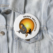 Happy Halloween Black Cat en heks Ronde Button 4,0 Cm (In situ)