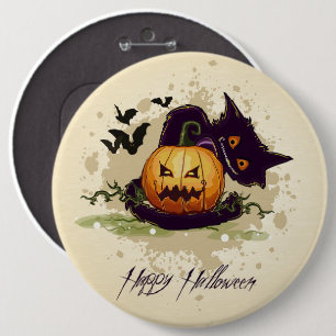 Happy Halloween Black Cat en Jack Button