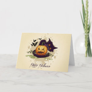 Happy Halloween Black Cat en Jack Kaart