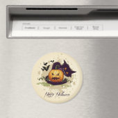 Happy Halloween Black Cat en Jack Magneet (Insitu (Vaatwasser))