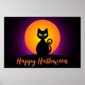 Happy Halloween Black Cat en Moon Poster (Voorkant)