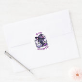 Happy Halloween Black Cat en Pumpkin Ronde Sticker (Envelop)