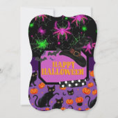 Happy Halloween Black Cat en Spiderweb Kaart (Voorkant)