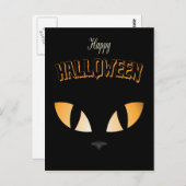 Happy Halloween Black Cat Eyes Briefkaart (Voorkant / Achterkant)