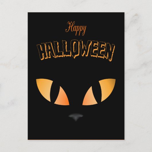 Happy Halloween Black Cat Eyes Briefkaart (Voorkant)