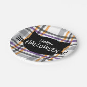 Happy Halloween Black Cat Face Silhouette Papieren Bordje (Gekanteld)