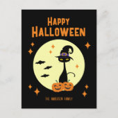 Happy Halloween Black Cat gepersonaliseerd Feestdagenkaart (Voorkant)