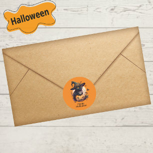 Happy Halloween Black Cat Jack-o-Lantern Sinaasapp Ronde Sticker
