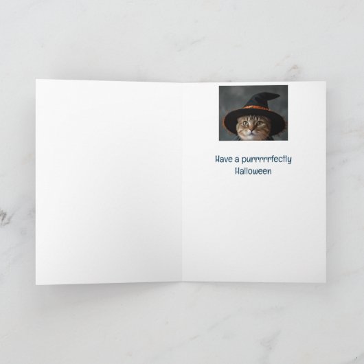 Happy Halloween Black Cat Kaart (Binnen)