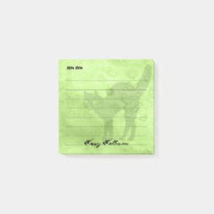 Happy Halloween Black Cat Limoen-Green Grunge Post-it® Notes
