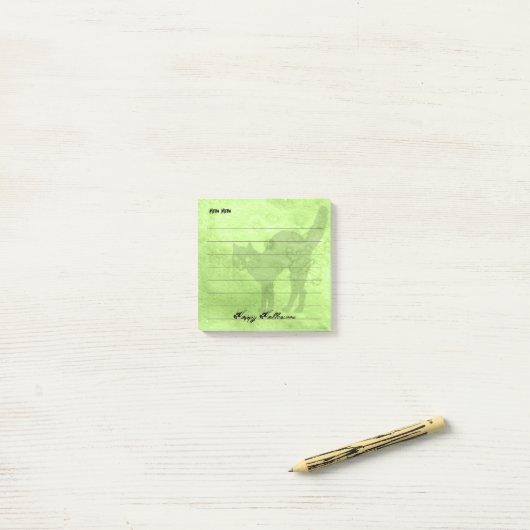 Happy Halloween Black Cat Limoen-Green Grunge Post-it® Notes (Op bureau)