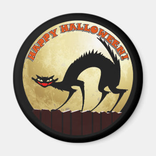 Happy Halloween Black Cat met Full Moon Magneet