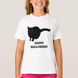 Happy Halloween Black Cat met Green Eyes Shirten T-shirt
