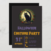 Happy Halloween Black Cat Moon Black Halloween Kaart (Voorkant / Achterkant)