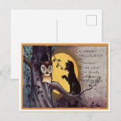  Happy Halloween Black Cat op een Branch Briefkaart (Voorkant / Achterkant)