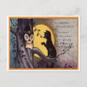  Happy Halloween Black Cat op een Branch Briefkaart (Voorkant)