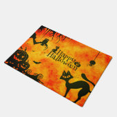 Happy Halloween Black cat, owl, pompoenen Deurmat (Schuin)