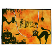 Happy Halloween Black cat, owl, pompoenen Groot Cadeauzakje (Achterkant)