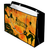 Happy Halloween Black cat, owl, pompoenen Groot Cadeauzakje (Achterkant Gekanteld)