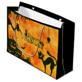 Happy Halloween Black cat, owl, pompoenen Groot Cadeauzakje (Voorkant Gekanteld)